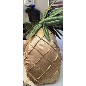 Rare Find Bess Pineapple Pillow Gold Plush Home Decor Tropical Satin Hawaii 20"